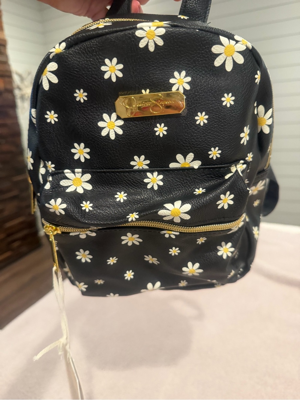 Jessica Simpson Black Daisy Print Mini Backpack
